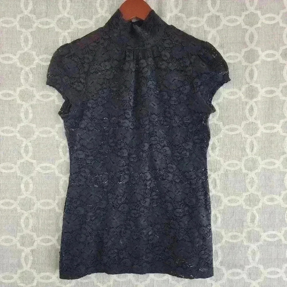 Express Mock Neck Lace Pullover Cap Sleeve Women's Top S - Picture 1 of 8